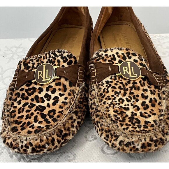 Ralph Lauren  Carley II‎ Leopard Print Loafers Natural Hair Calf Women's 9B - Picture 8 of 10